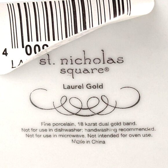 St. Nicholas Square Gravy Boat Laurel Gold Fine Porcelain 18 Karat Dual Band - Picture 9 of 11